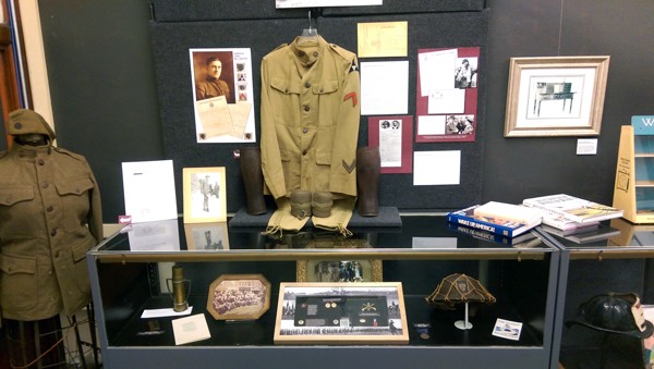 Image of part of the World War I exhibit in commemoration of Waltham's participation on the 100th Anniversary of their actions